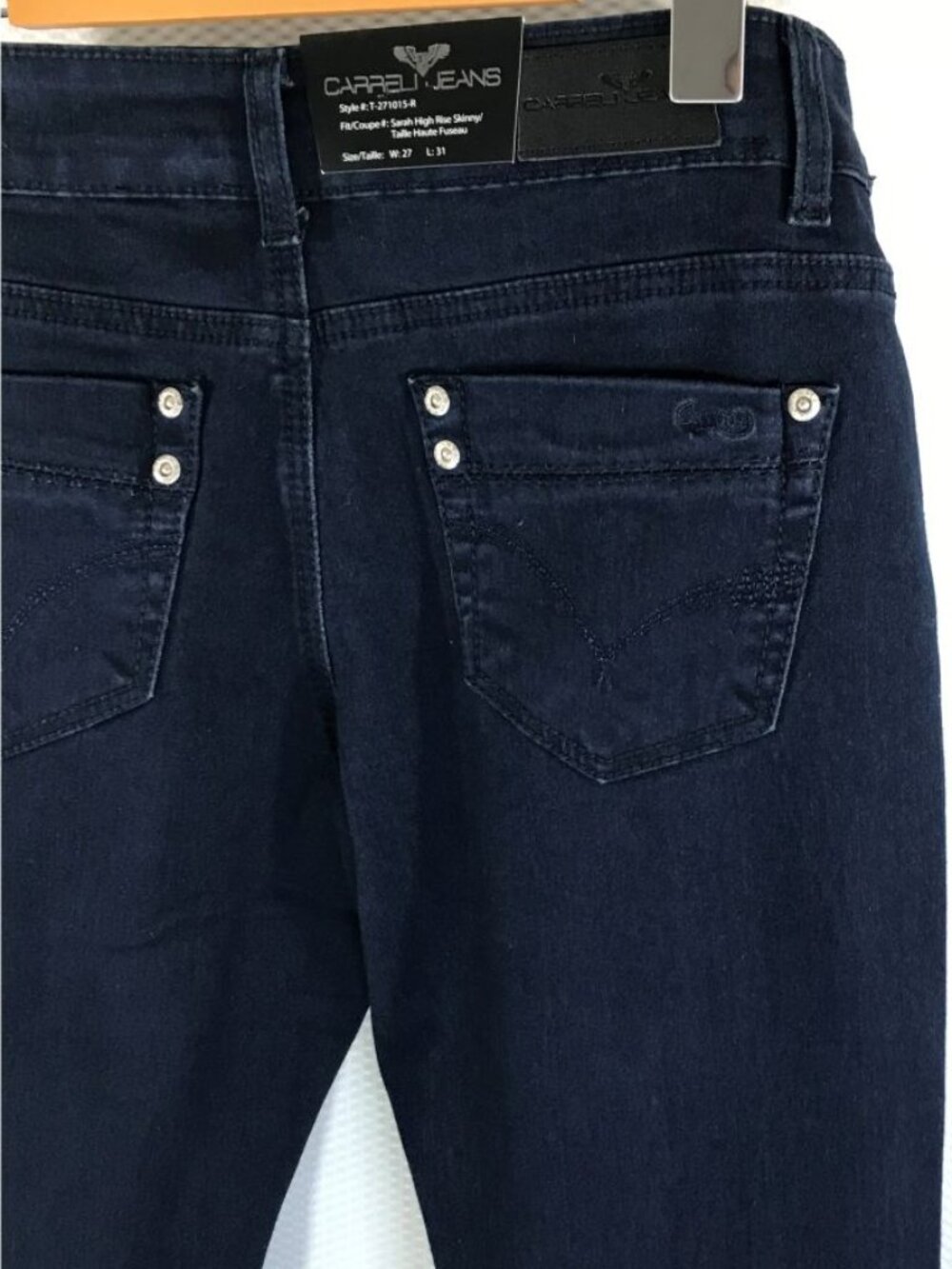 New Dark Blue Wash Carreli Jeans • Skinny Straight Stretch • NWT Size 27 - Picture 4 of 11